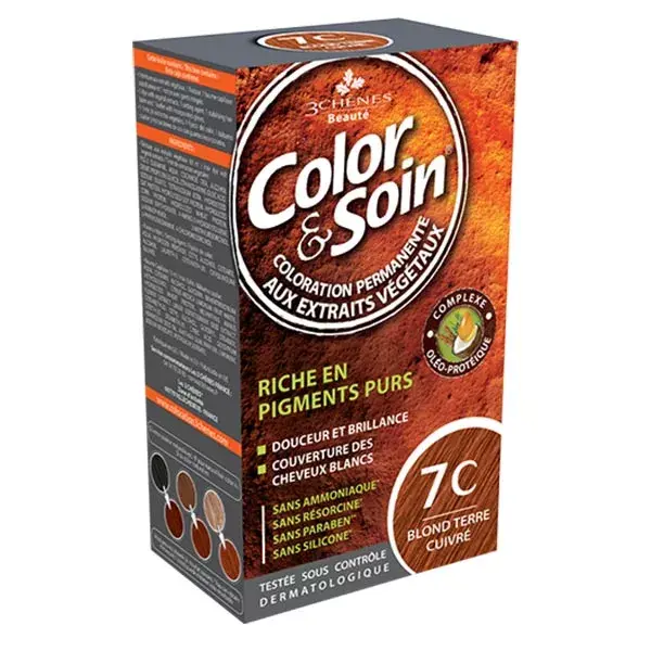 Les 3 Chênes Color & Soin Coloração Permanente para Cabelo nº 7C Louro Acobreado Terra