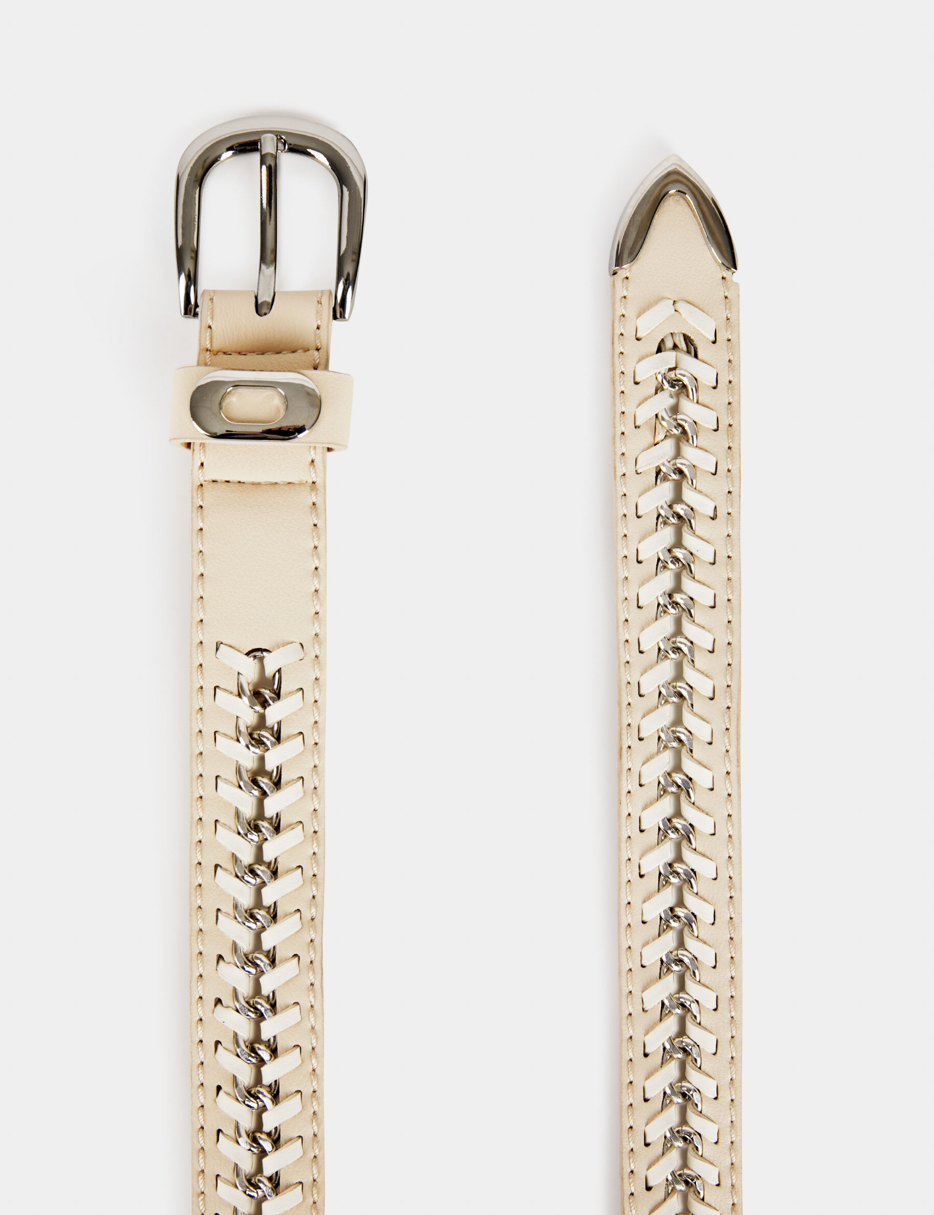 Ceinture avec chaîne beige femme - beige
