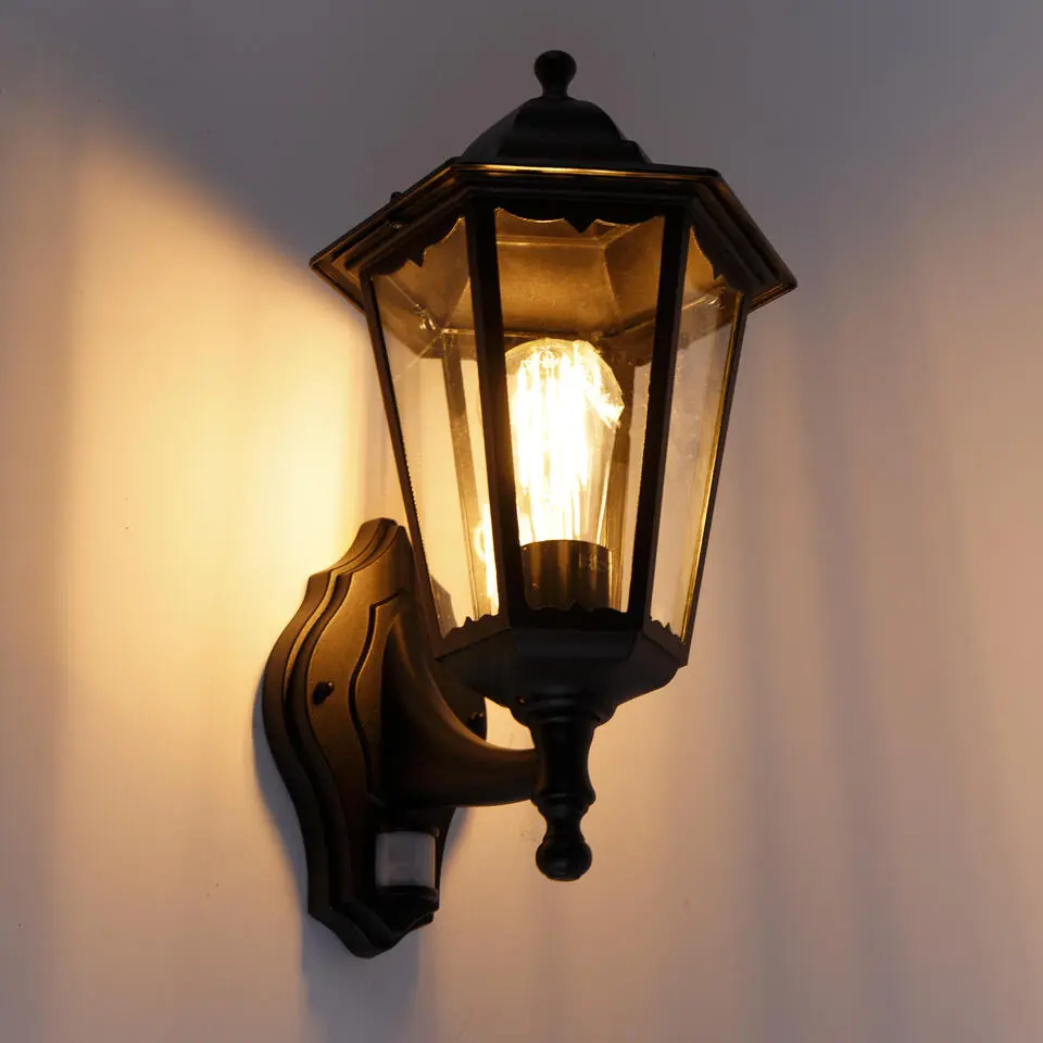 Qazqa buitenlampen met sensor havana zwart e27