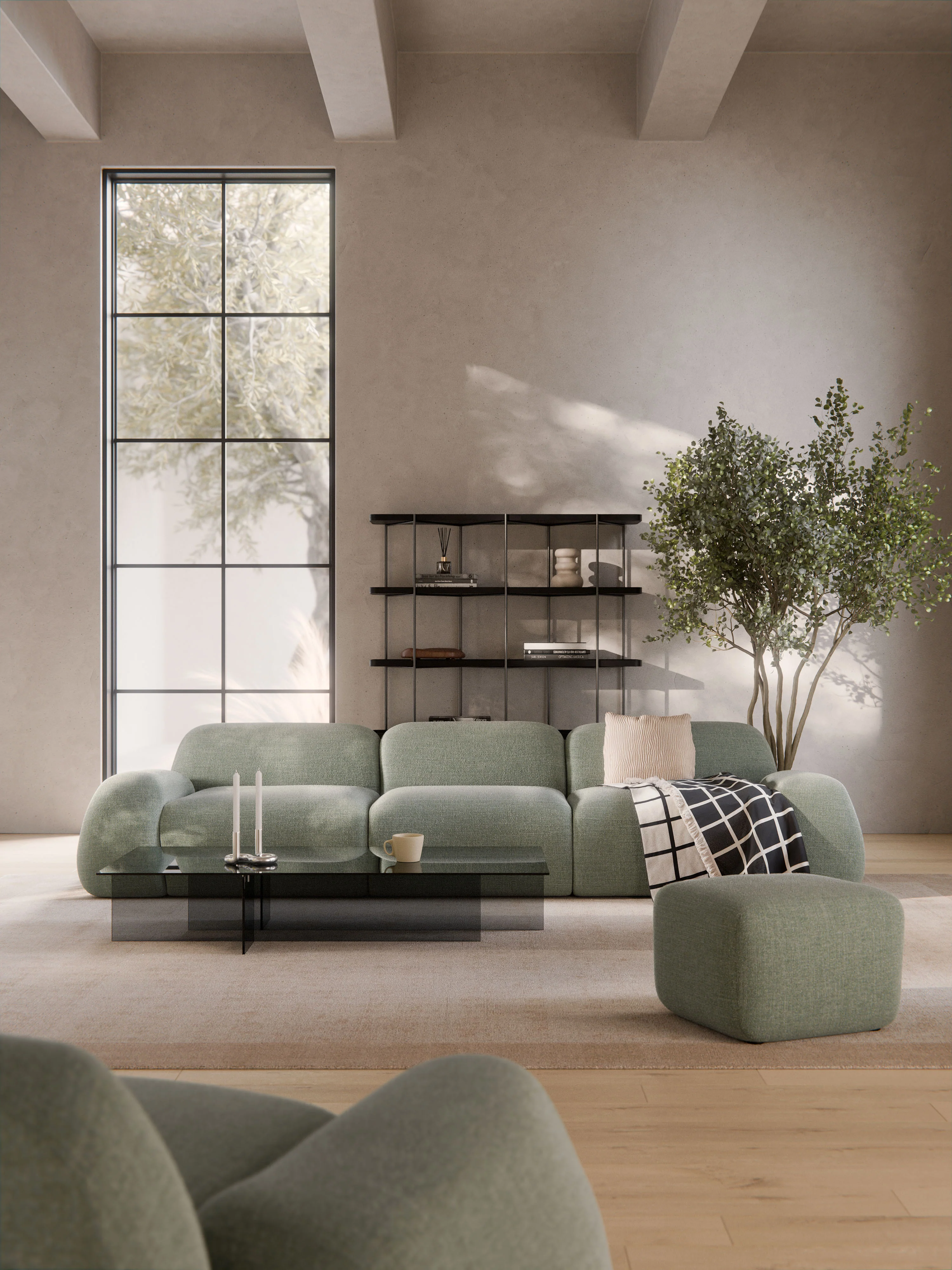 Modulaire bank Wolke (4-zits) van bouclé