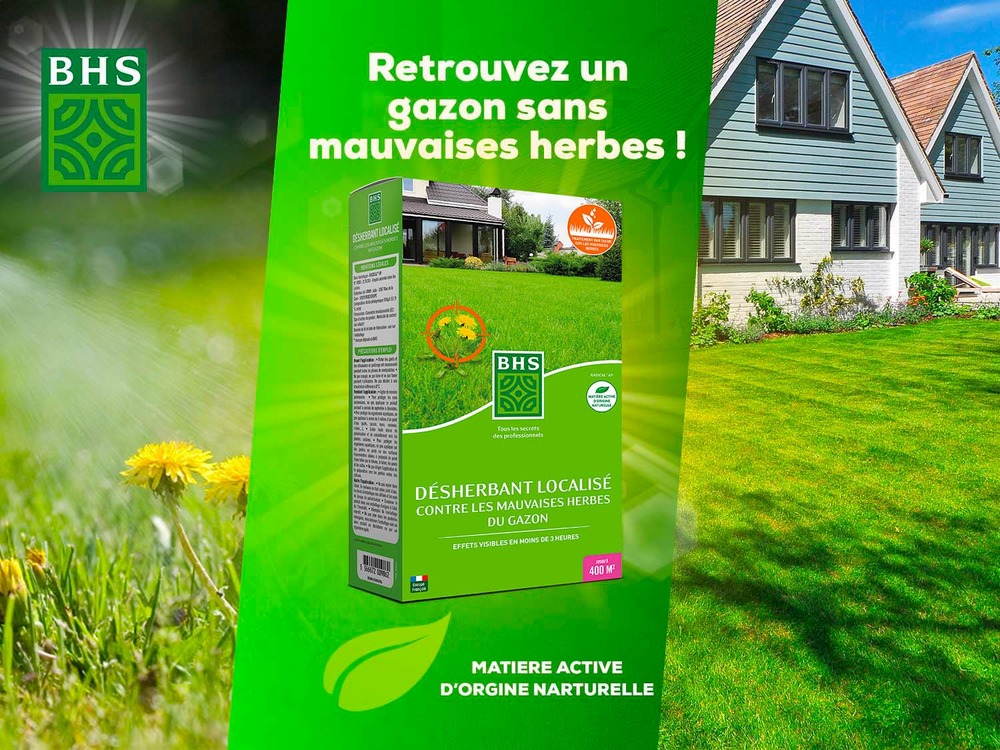 Désherbant mauvaises herbes gazon total localisé| 900 ml | soit 400m²