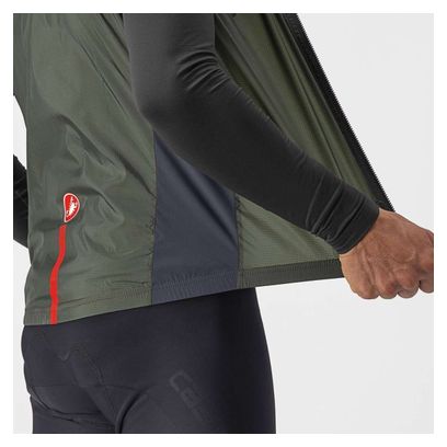 Gilet Coupe Vent Sans Manches Castelli Squadra Stretch Vert Kaki