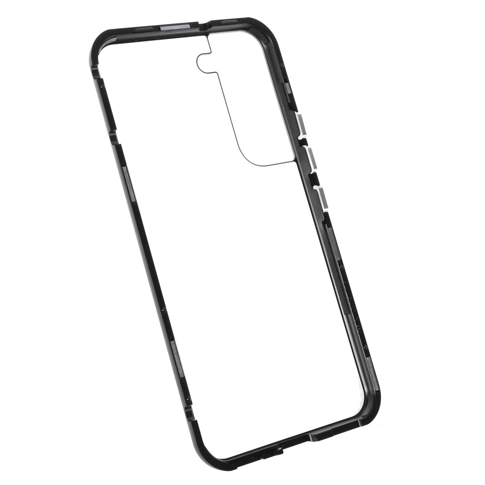 Samsung Galaxy S22 5G Magnetische Alu Schutzhülle mit Panzer Glas Backcover   Displayschutz (Magnet-Technologie) - Schwarz