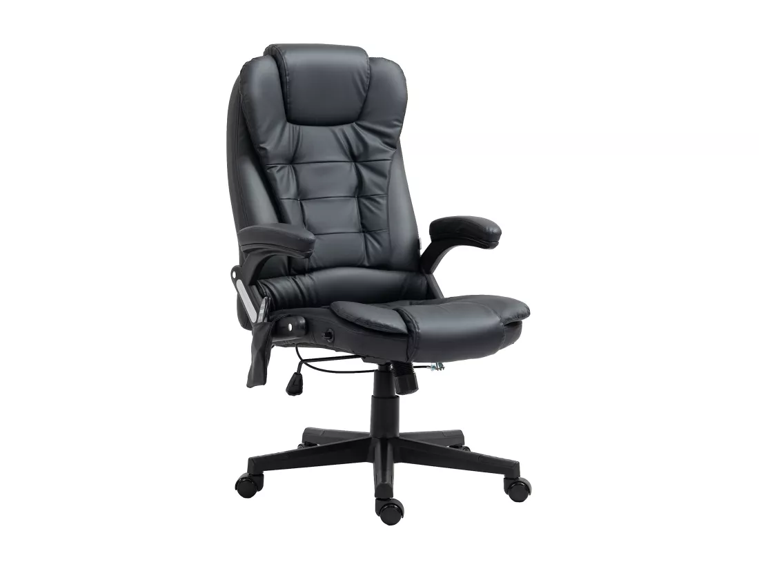 Fauteuil de bureau direction pivotant massant chauffant électrique revêtement synthétique noir