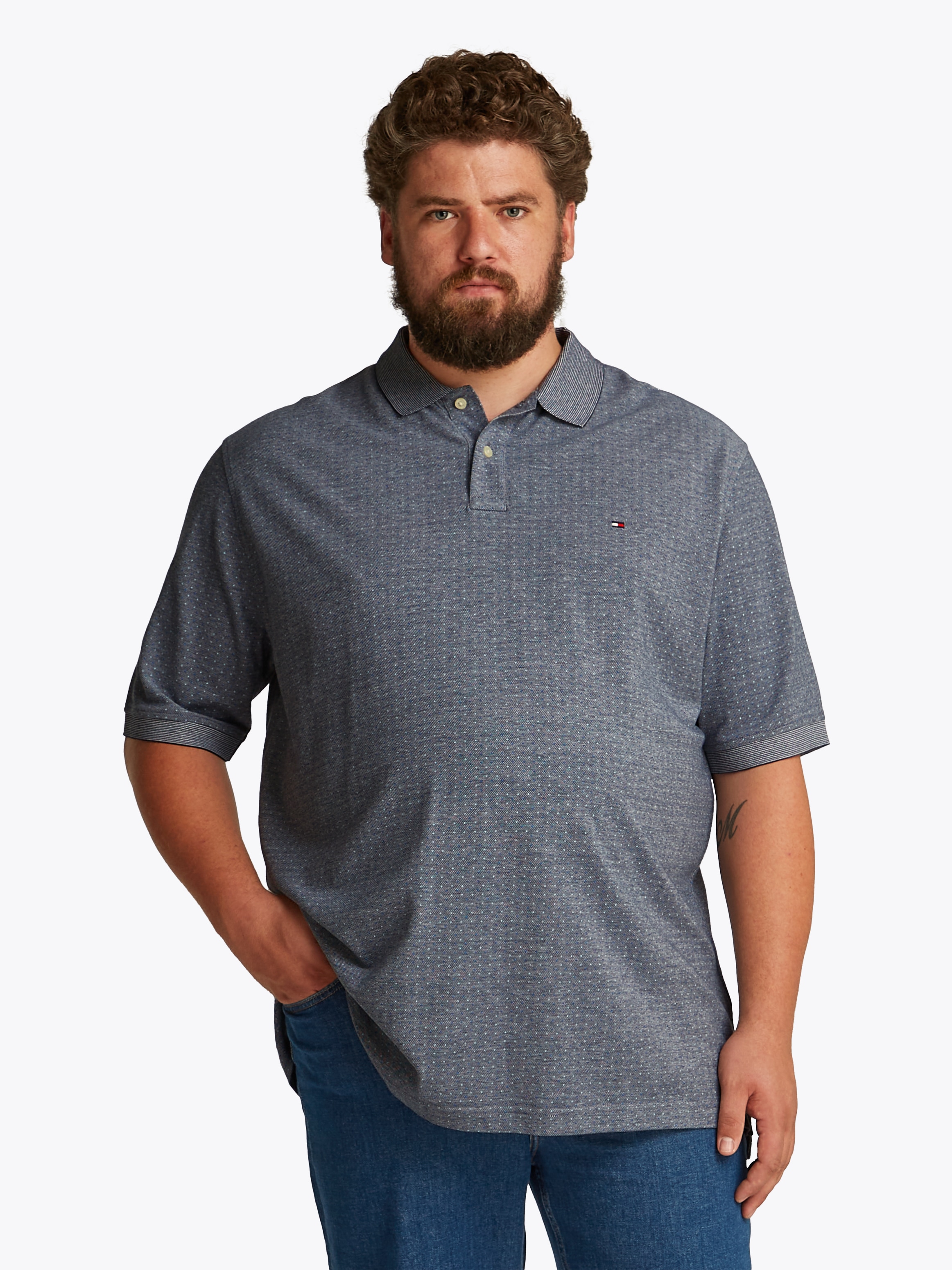 Tommy Hilfiger Big & Tall Poloshirt »BT-PIQUE MICROPRINT REG POLO-B«, in Grossen Grössen, Logostickerei