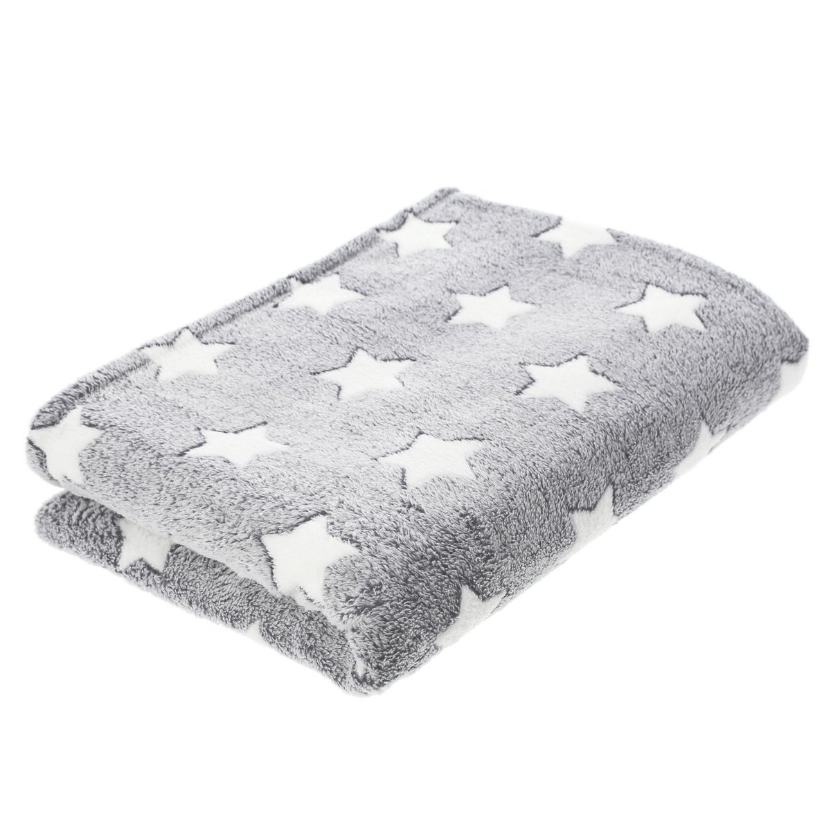 FRANK FLECHTWAREN | White-Stars knuffeldeken, POLYESTER, 128 x 152 cm