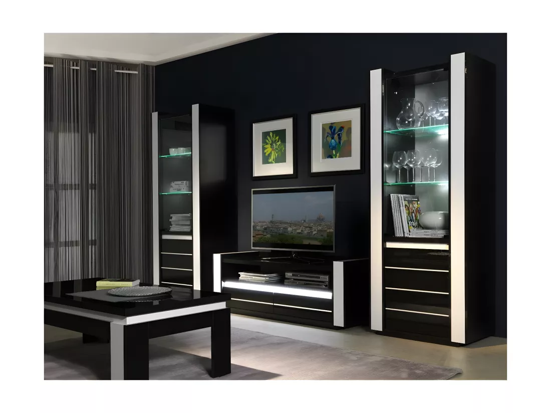 Vitrine petit modèle LINA noire et blanche avec LED