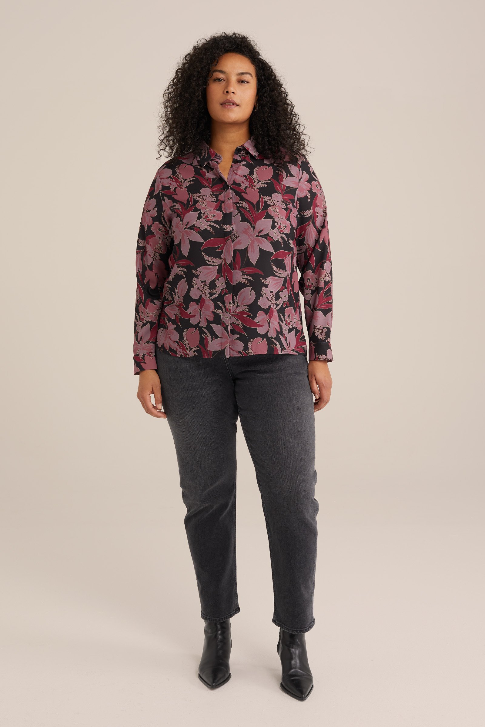 blouse - Curve WE Fashion Donkerpaars