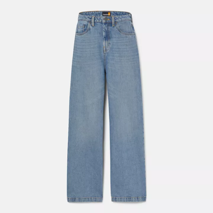 Pantalon charpentier en denim avec technologie Refibra pour femme en bleu