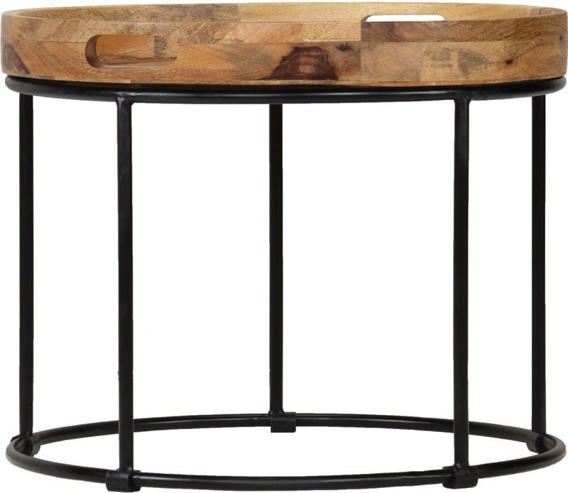 vidaXL - Salontafel - 50x40 cm - Massief Mangohout - Staal - Industrieel