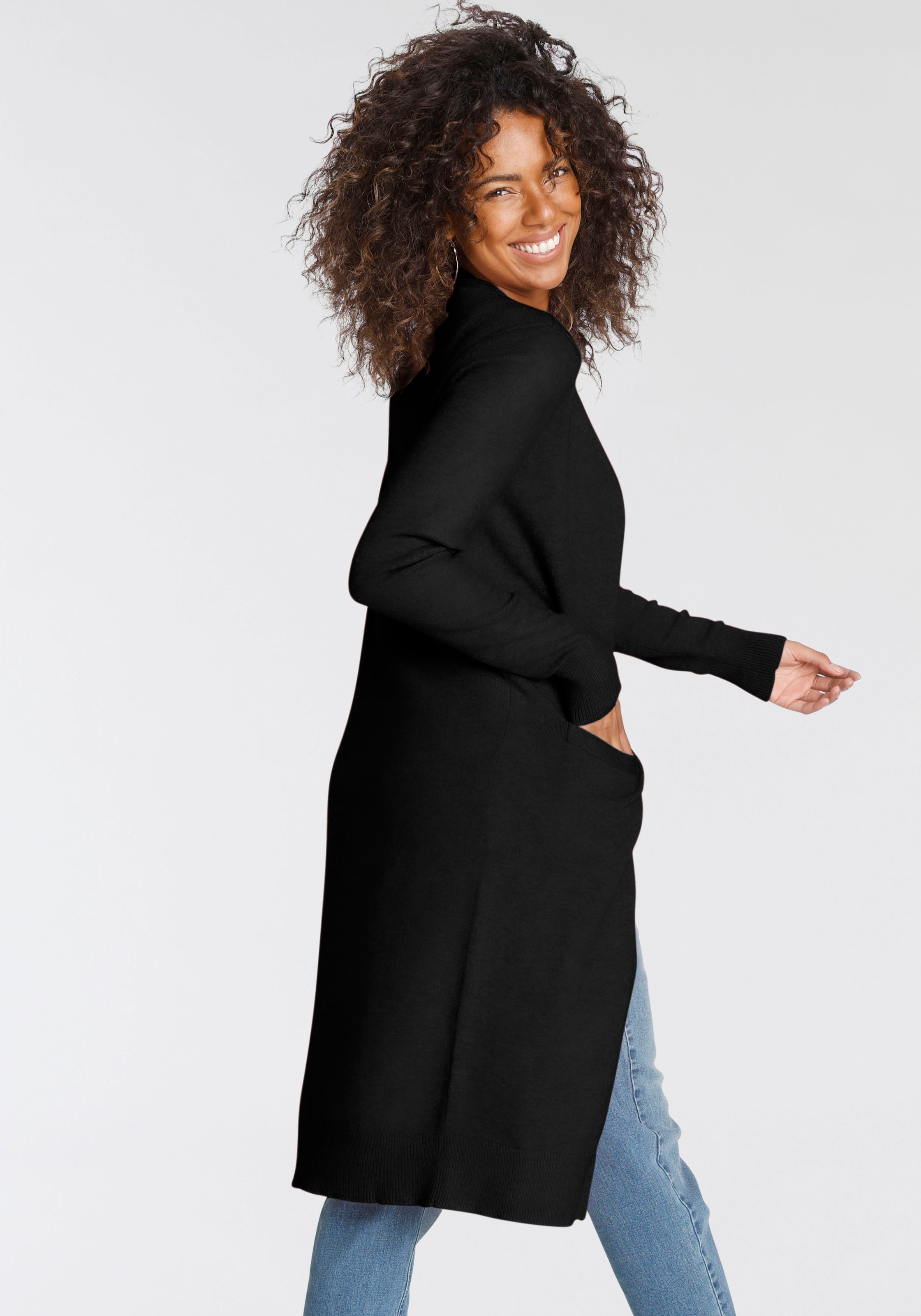 Tamaris Strickjacke in Longform aus kuschligem Viskosegestrick