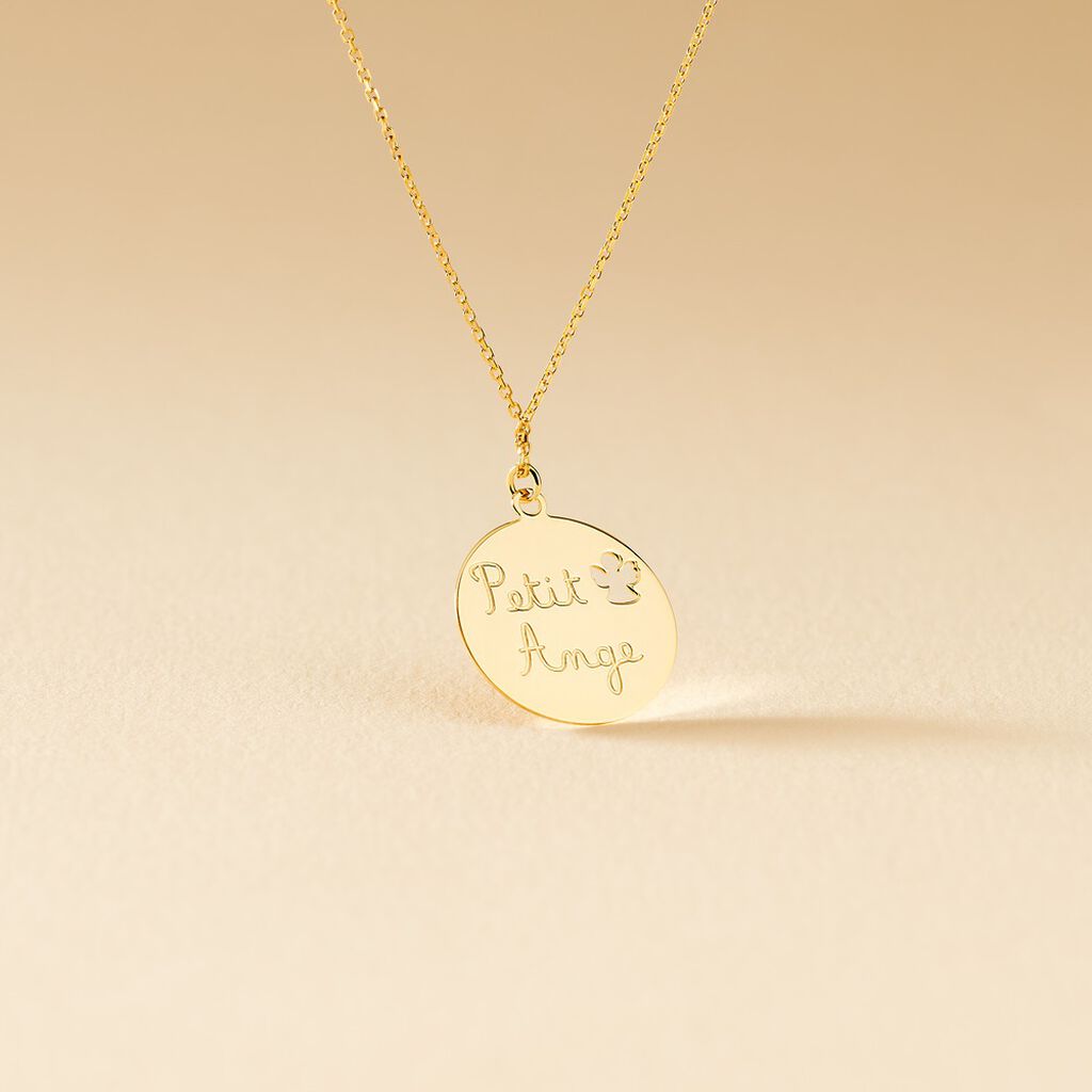 Collier Benedicte Message Or Jaune