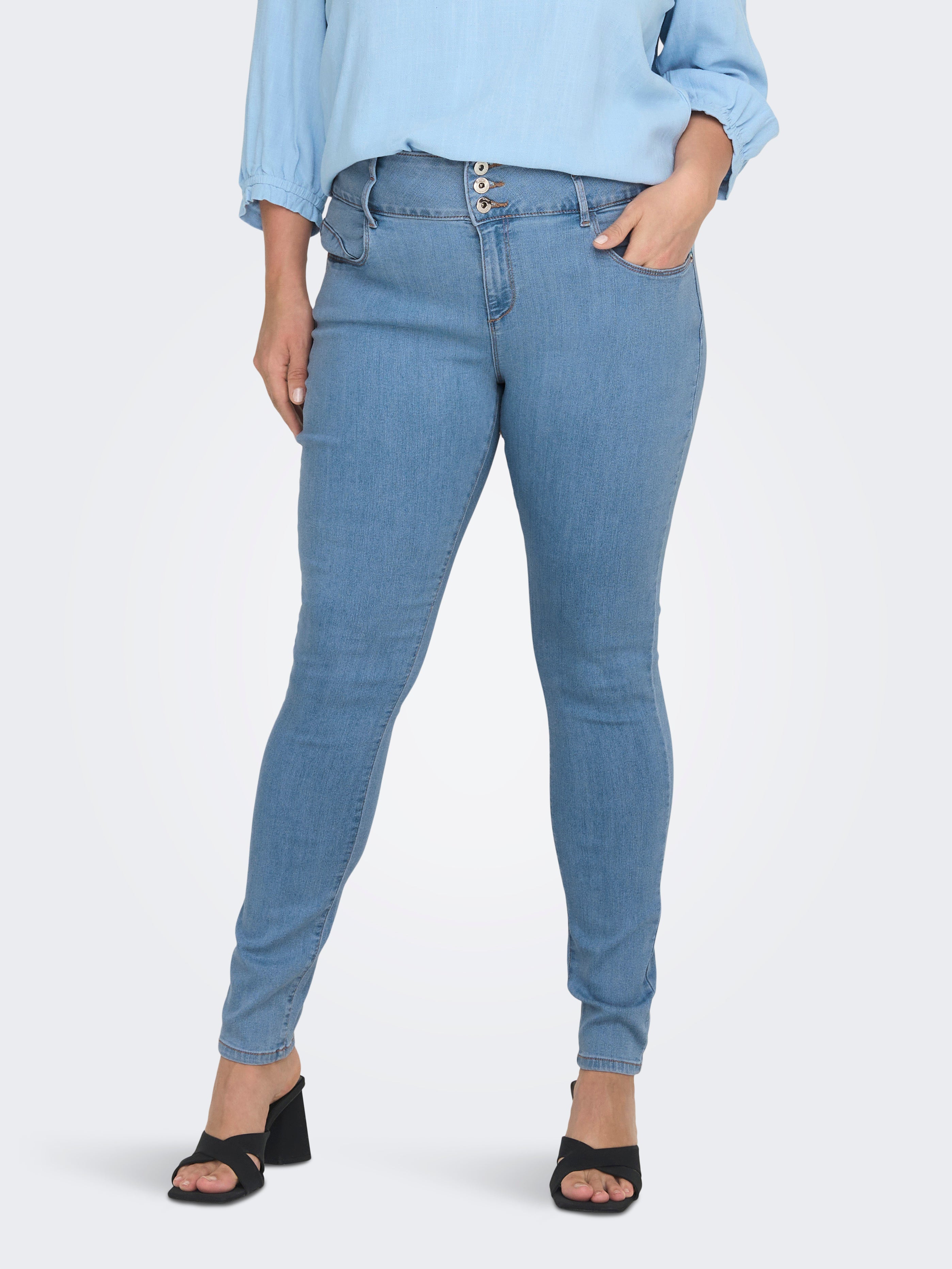 CARANNA Hohe Taille Skinny Fit Jeans Light Blue Denim