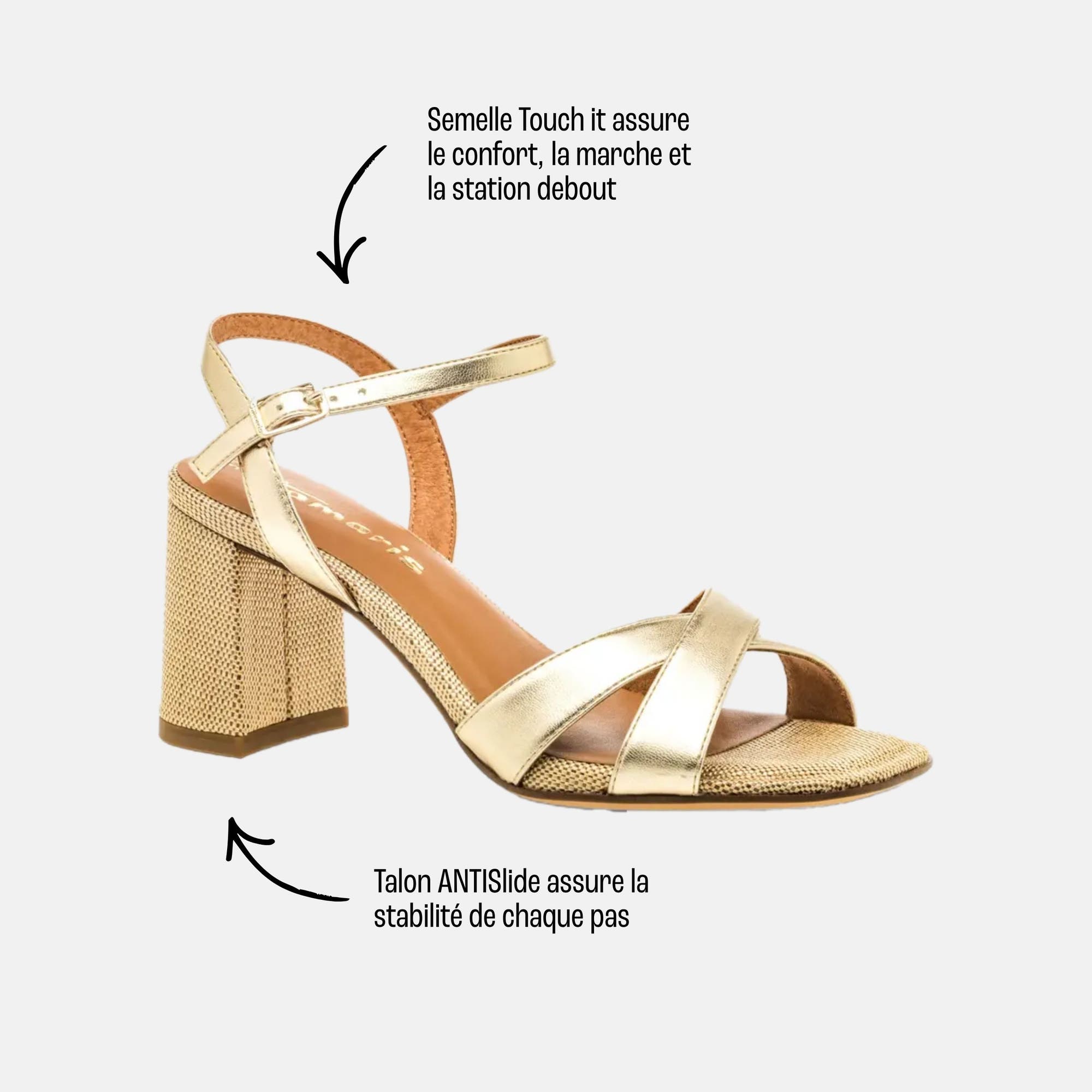 Nu-pieds à talon Femme or