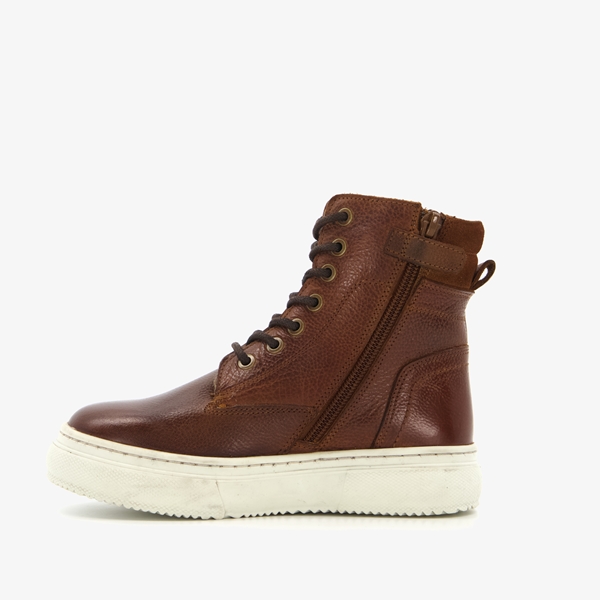 Groot gevoerde leren jongens veterboots bruin