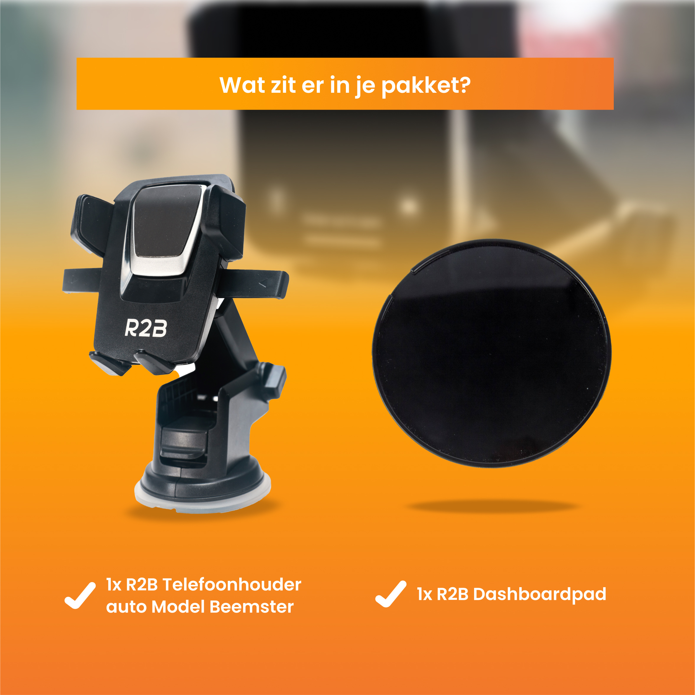 R2B zuignap telefoonhouder met dashboard pad