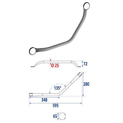 Barre de redressement coudée en inox gris Godonnier Soft 135°