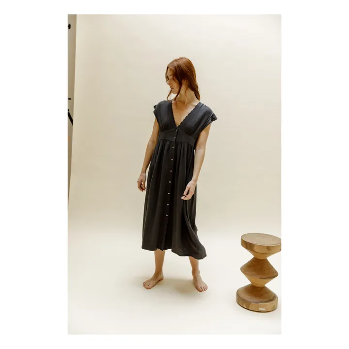 Emile et Ida Robe Zilvie Gaze de Coton - Collection Femme | Gris anthracite