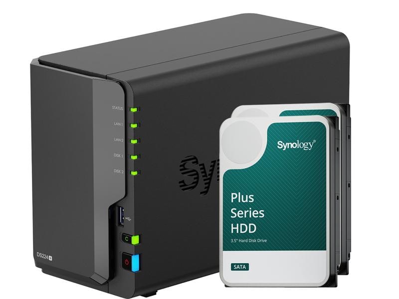 Synology NAS DiskStation DS224  2-bay Synology Plus HDD 16 NAS mit zwei Laufwerkschächten