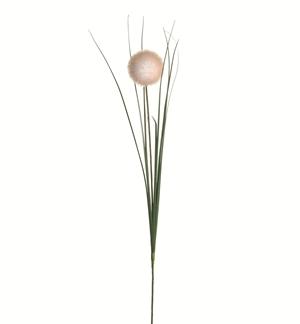 TIGE BOULE ET HERBE H.64CM BLANC