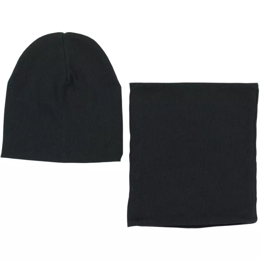 TupTam Unisex Kinder Beanie Mütze Schlauchschal Set schwarz