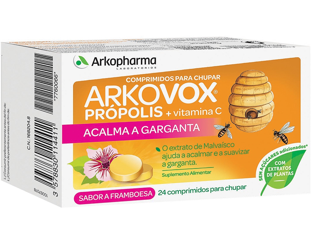 PASTILHAS ARKOVOX PRÓPOLIS  VITAMINA C FRAMBOESA 24UN
