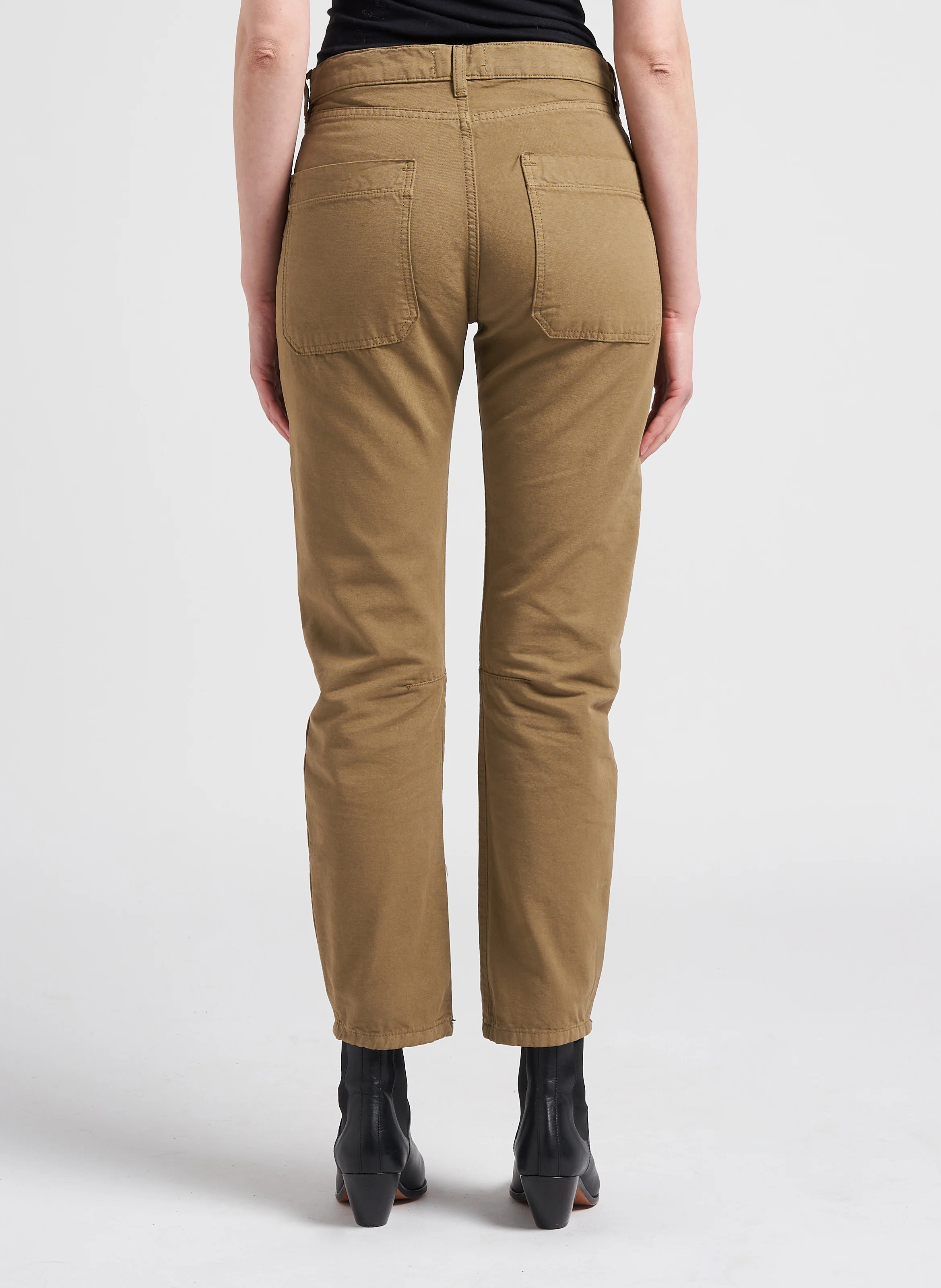 SEAN - Jean droit taille haute en coton | Kaki
