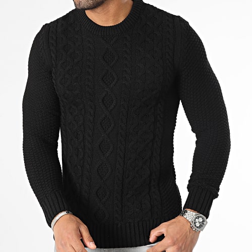 Lot De 2 Pulls Col Roulé Torsades 0250 0251 Noir Gris