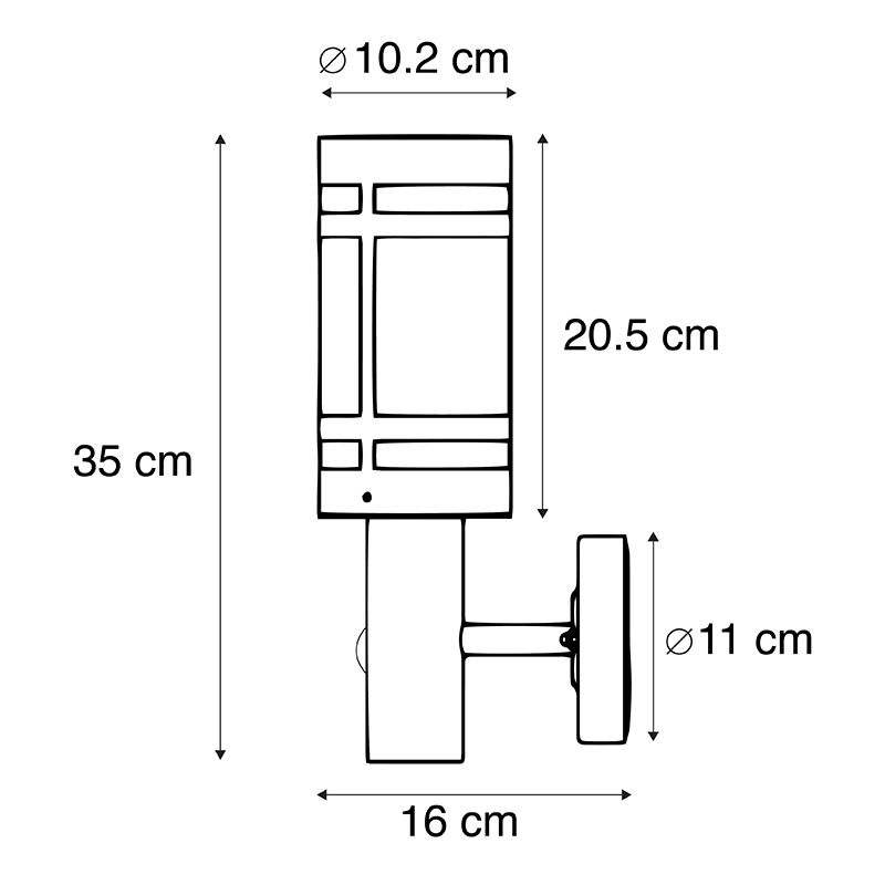 Buitenwandlamp zwart met bewegingssensor IP44 - Gleam