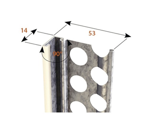 CATNIC pleisterwerk afwerkprofiel, gegalvaniseerd staal, voor pleisterdikte 14 mm, 250 x 14 x 53 mm
