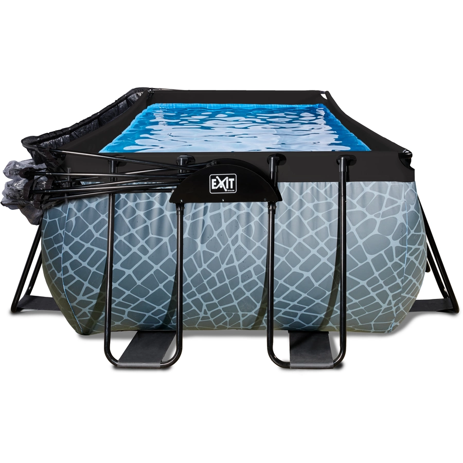 EXIT Frame Pool 4x2x1.22m (12v Sandfilter) – Grau + Sonnendach
