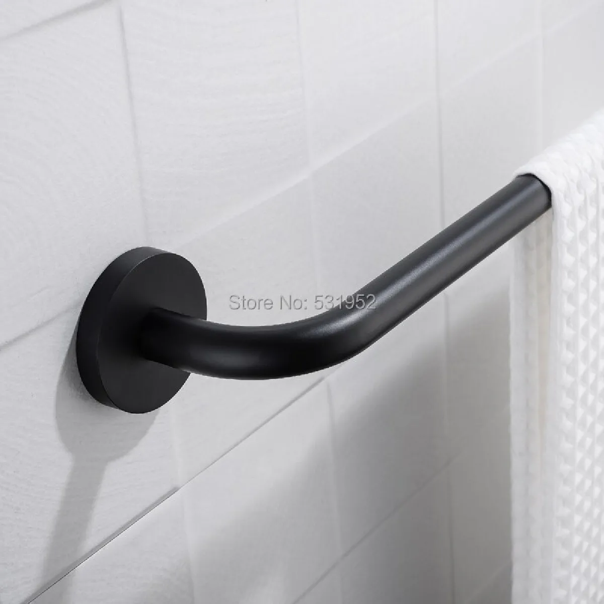 Universal Bâton de serviette unique Noir mat