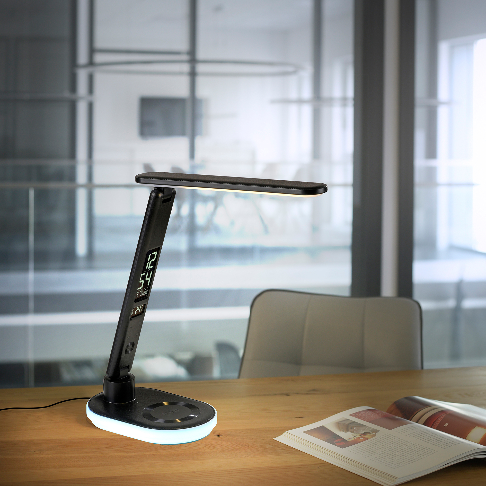 LED-Tischleuchte - schwarz - Touchdimmer - Wireless Ladefunktion