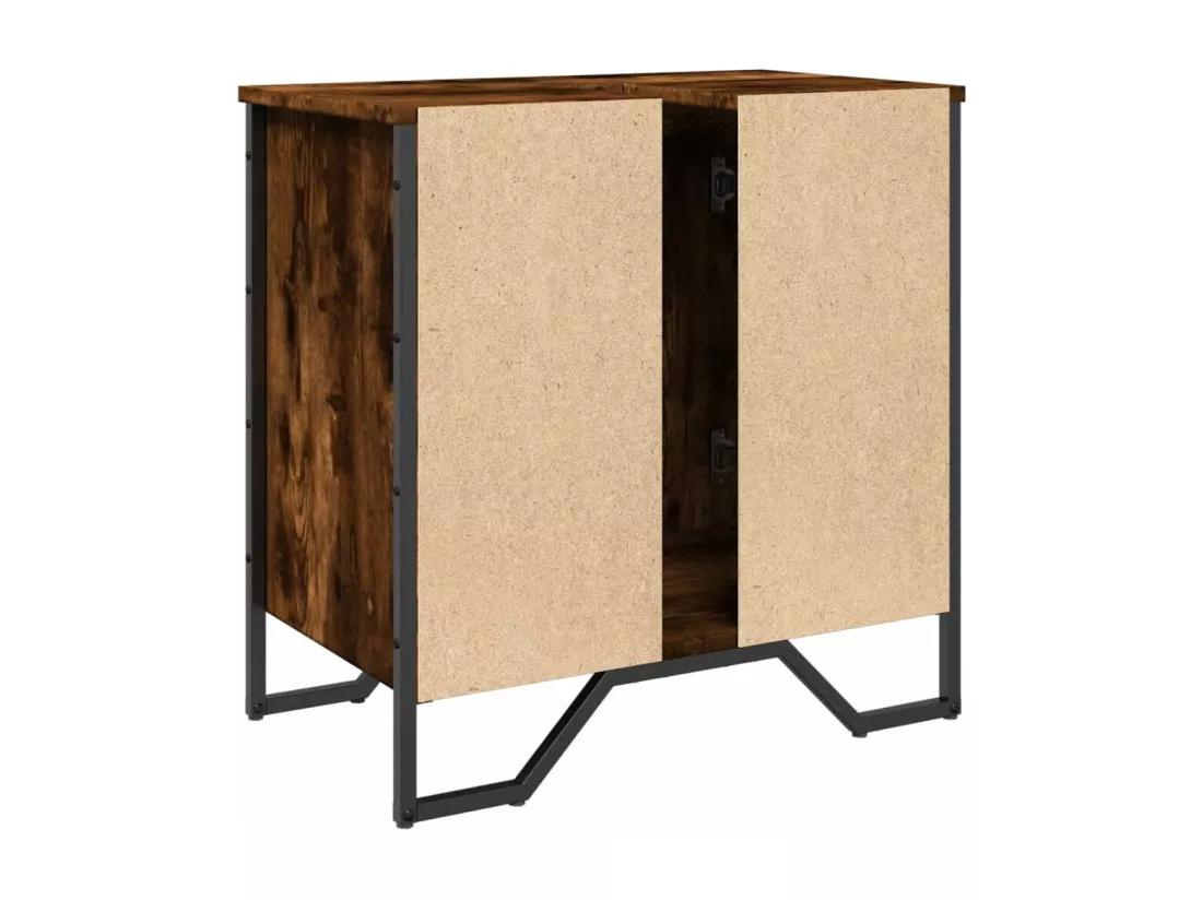 Armoire lavabo de salle de bain chêne fumé 60x35x60 cm