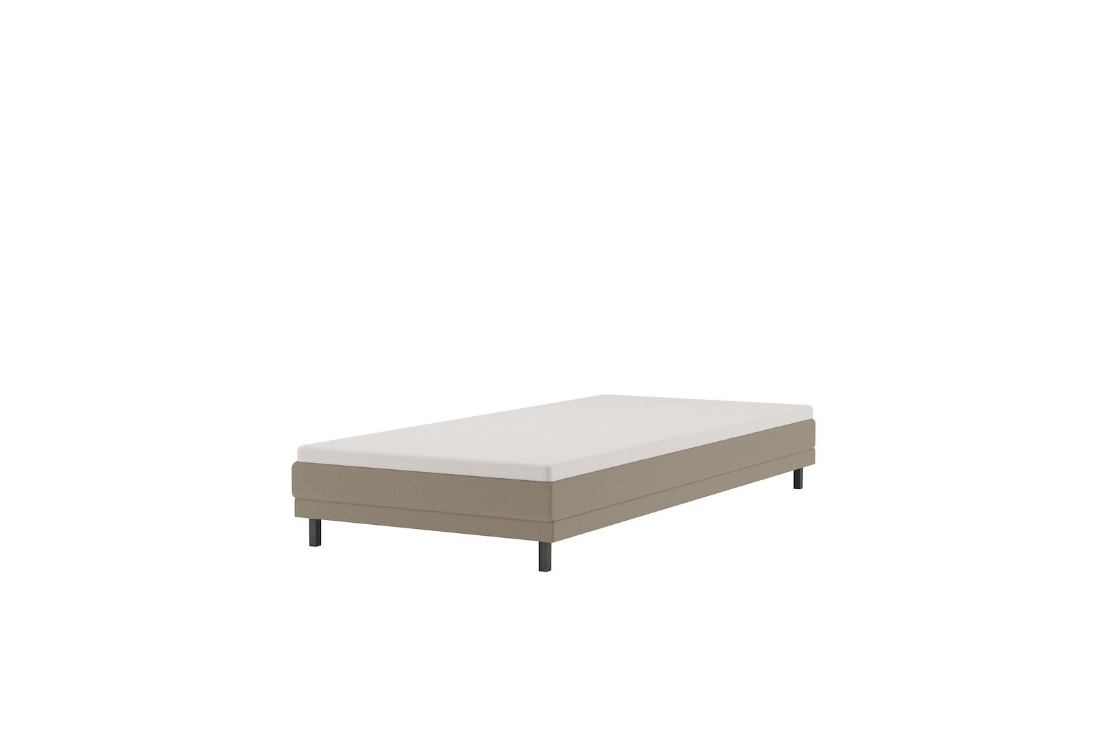 Komfort 5 regulerbar seng 90x200 cm Tekstil Primo 05 beige, Komfort 5 overmadrass og sorte firkantede ben, gavl selges separate.