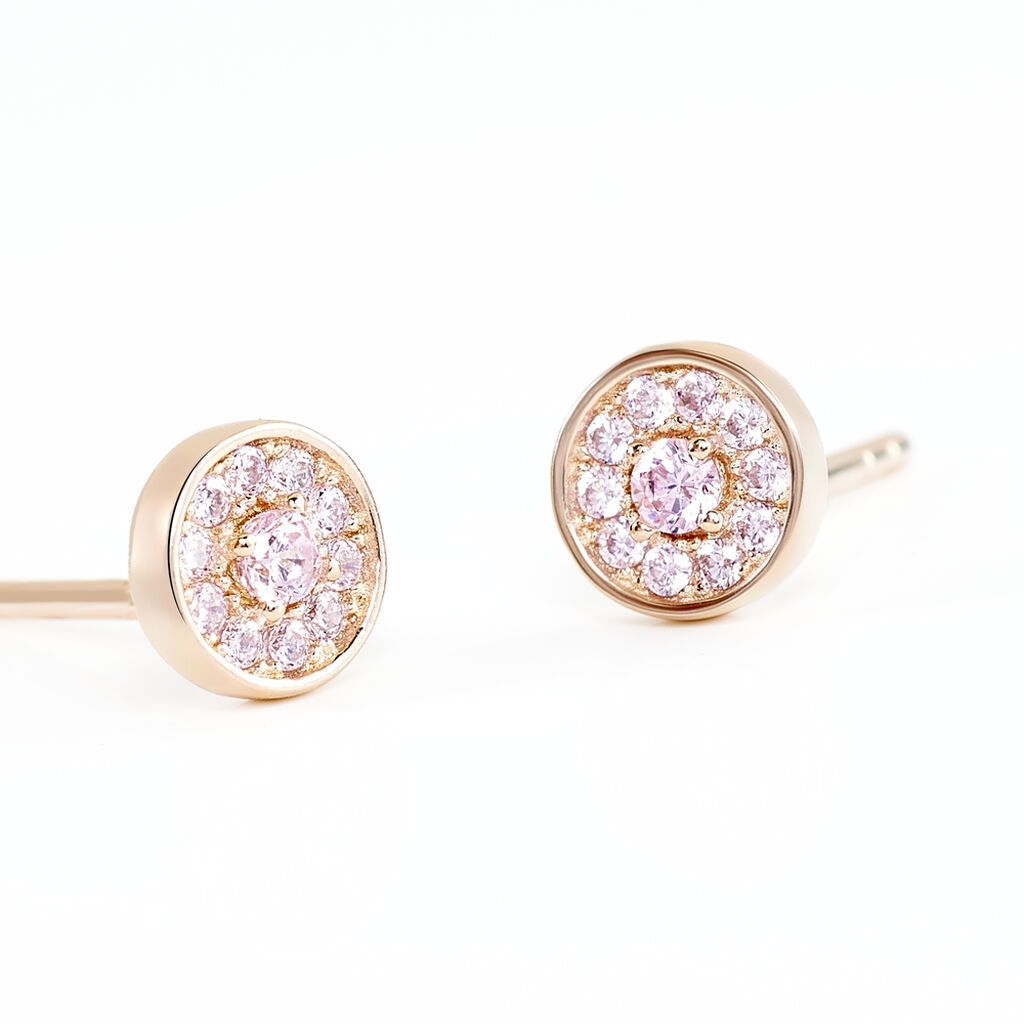 Boucles D'oreilles Puces Auxana Argent Rose Oxyde De Zirconium