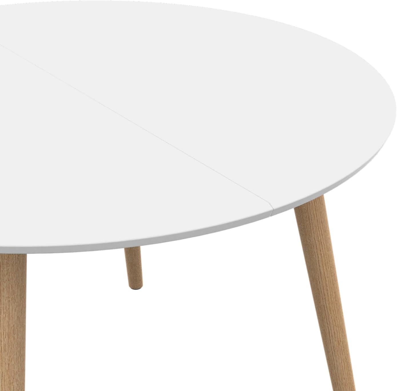 IDMarket - Table à Manger Ronde Angela 4-6 personnes Blanc Pieds Bois 110 cm