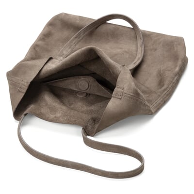 Damen-Totebag Leder, Schiefergrau