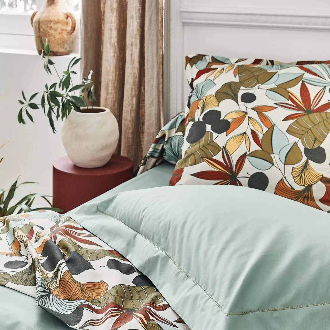Taie d'oreiller rectangulaire percale de coton (50 x 70 cm) Cascade Multicolore