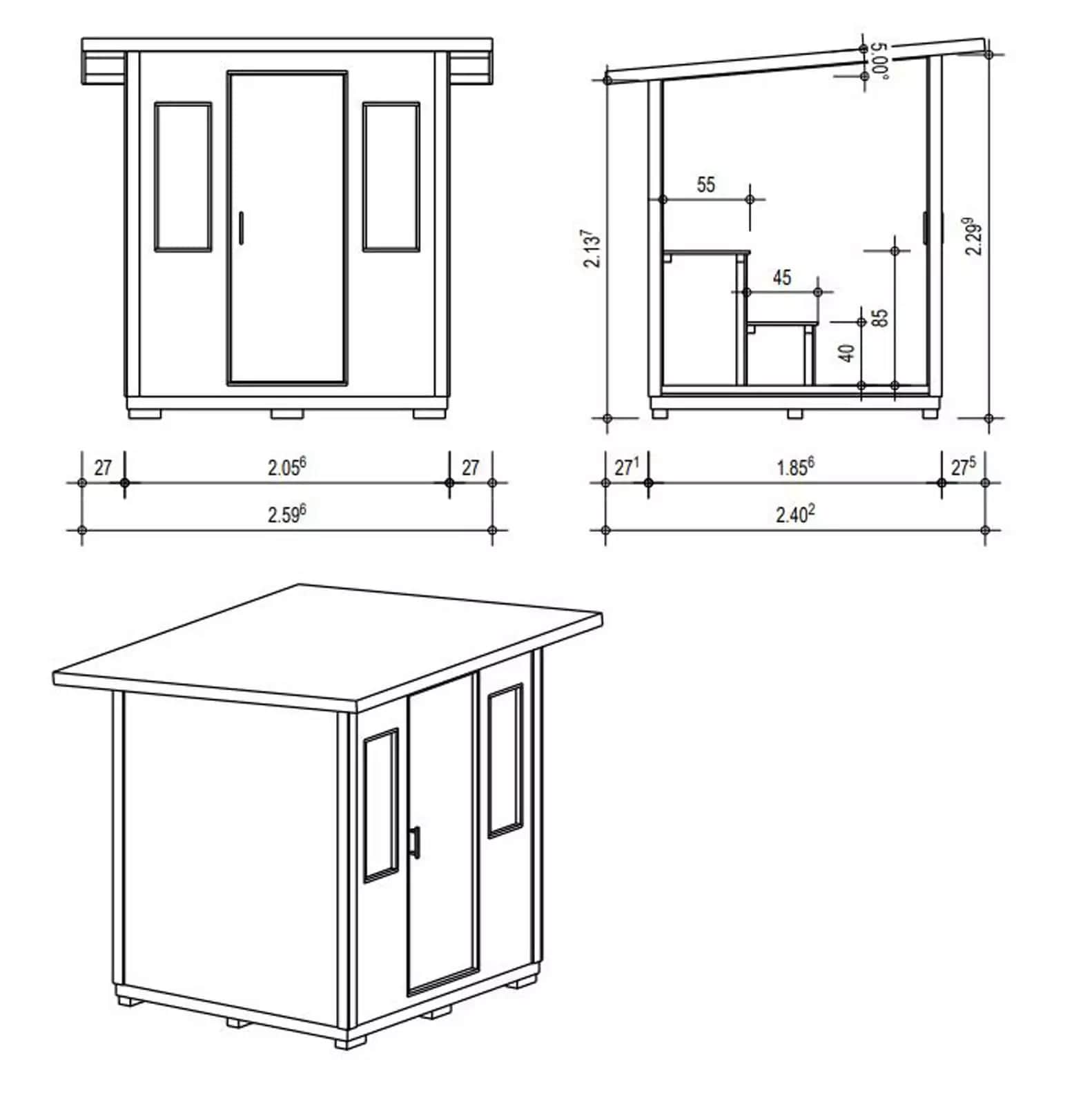 PureHaven Aussensauna 190x205x240 cm mit finnischem Saunaofen von Harvia inkl. kompletten Zubehör einfach montierbar energiesparend leichte Bedienung