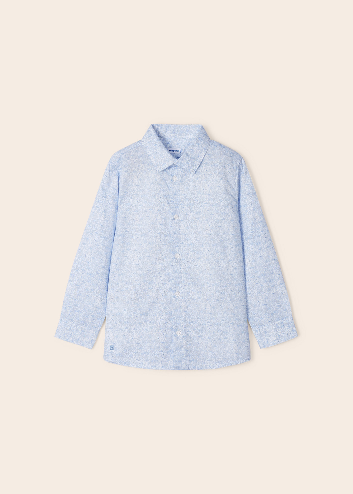 Camisa de manga comprida estampada, feita com algodão sustentável, para meninos.