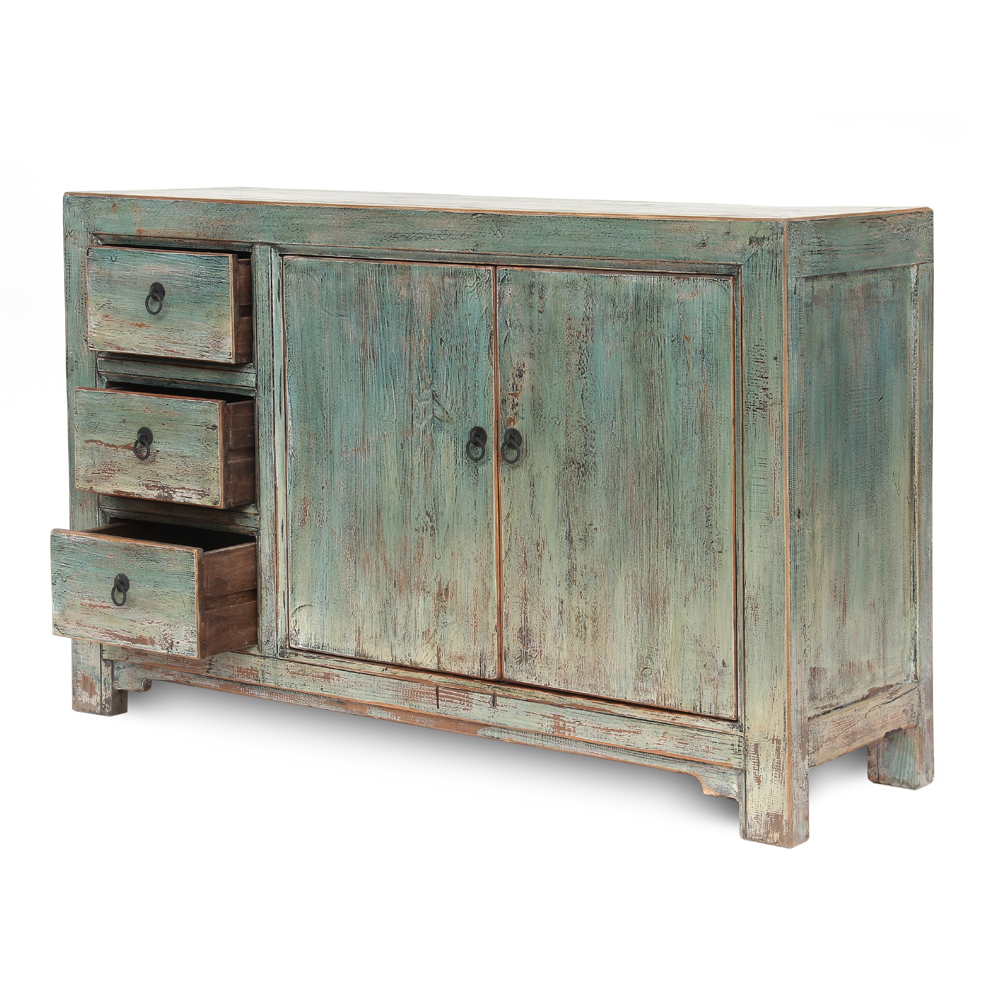 Sideboard, 3 Schubladen, 2 Türen, türkis, T 42 cm, B 130 cm, H 85 cm von fischer's lagerhaus
