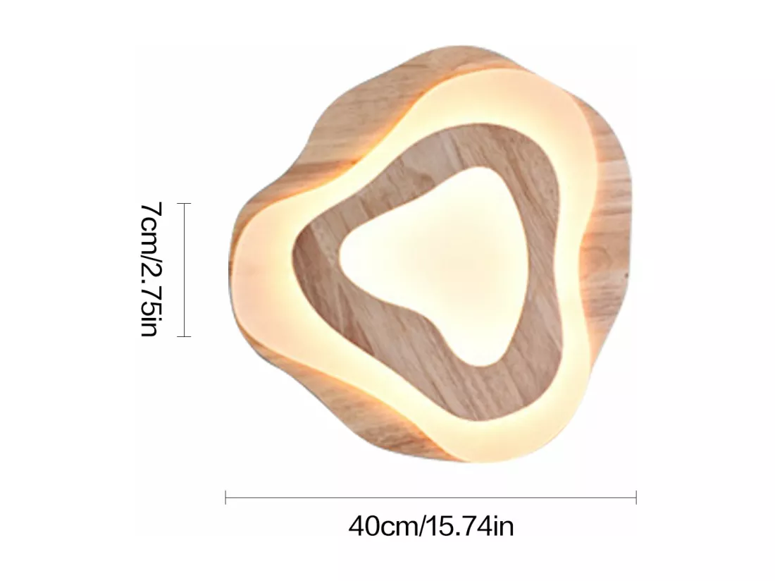 Plafonnier en bois naturel led d40cm x h10cm
