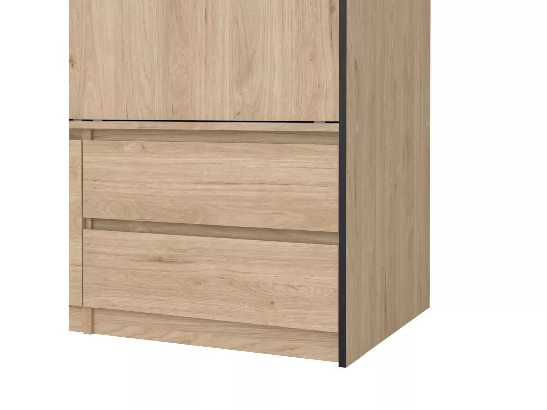 Grande armoire polyvalente Drastell, Meubles multifonctionnels, Casier à chaussures, Support à chaussures pour armoire, 121x60 h200 cm, Chêne clair