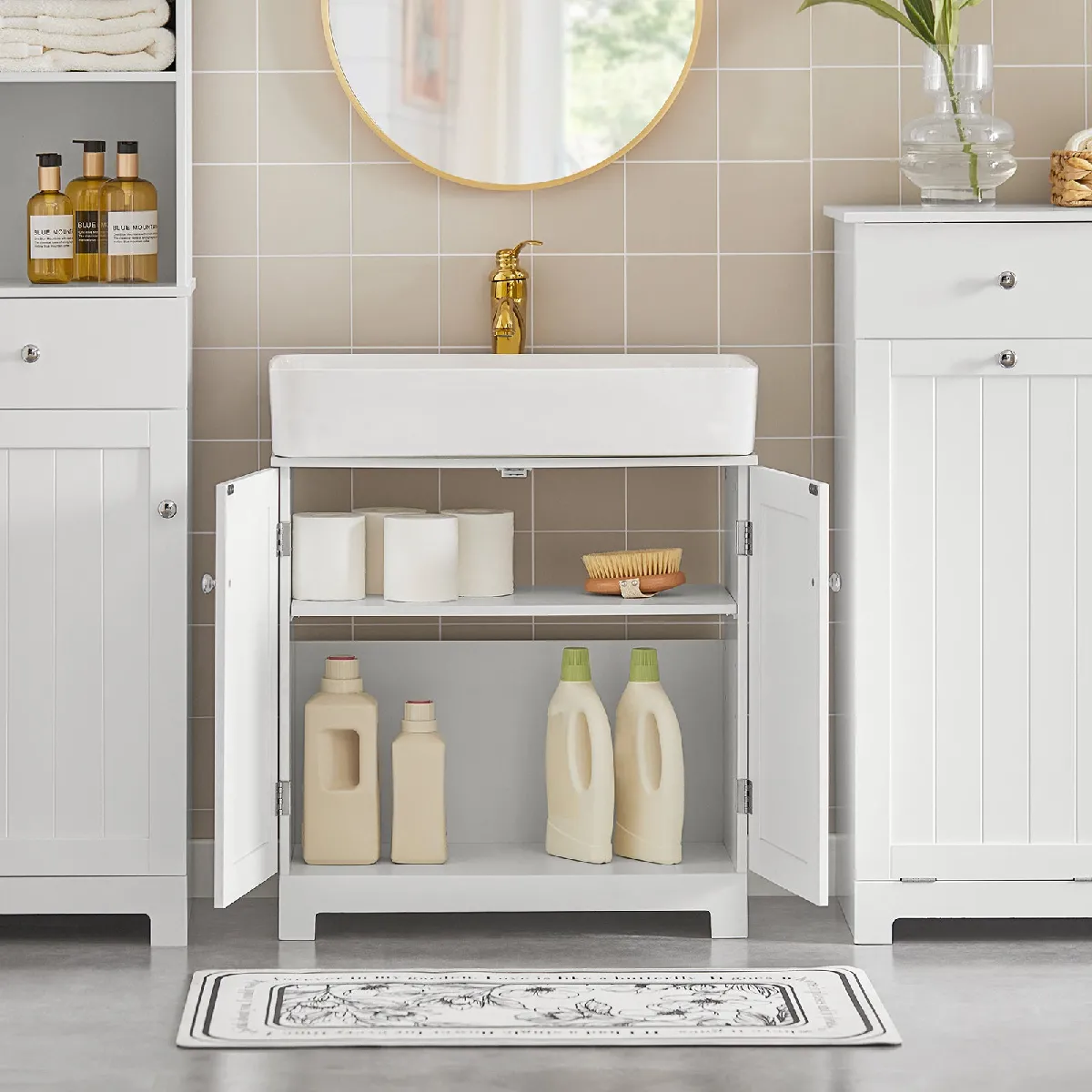 SoBuy BZR18-W Meuble Lavabo 60x29x60 cm