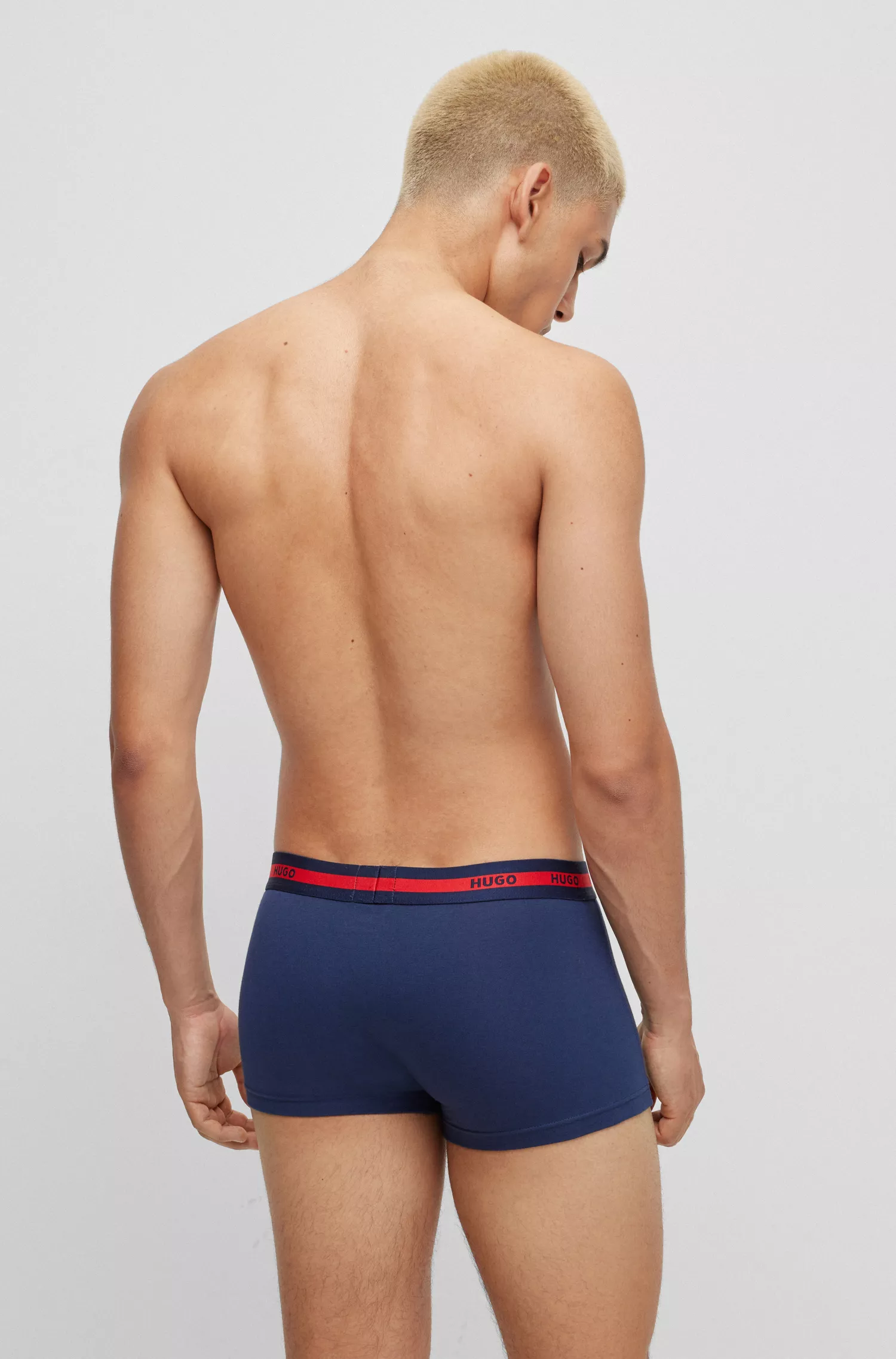 HUGO Vermelho - Pacote com duas cuecas boxer com cós com o logotipo, em algodão elástico.
