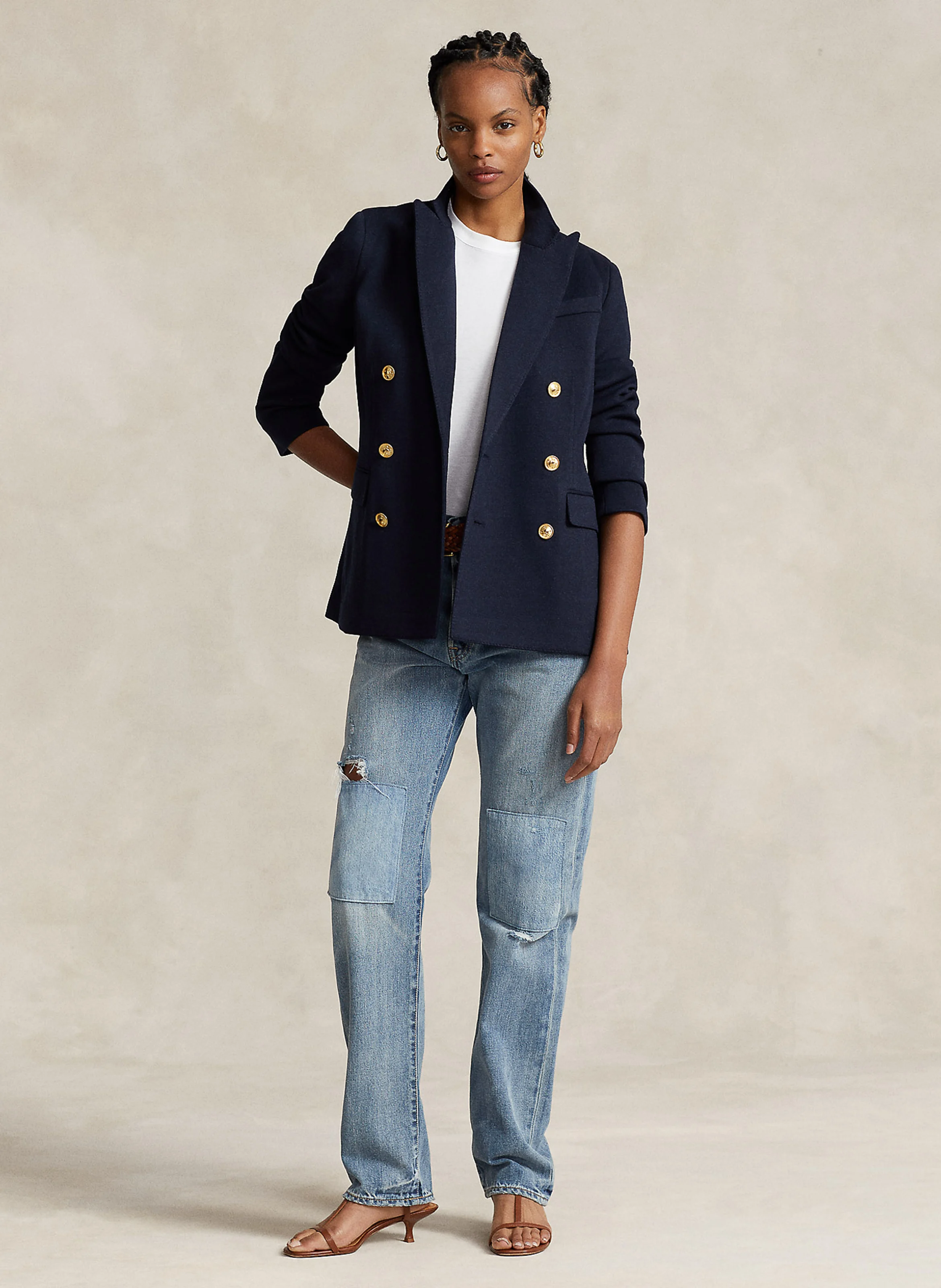 Veste col tailleur | Bleu