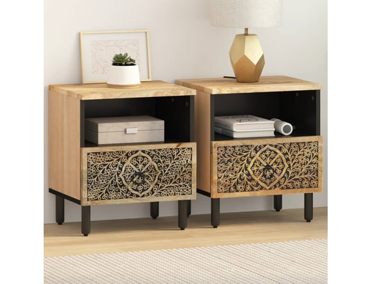 VIDAXL - Tables de chevet 2 pcs 40x33x46 cm bois de manguier solide