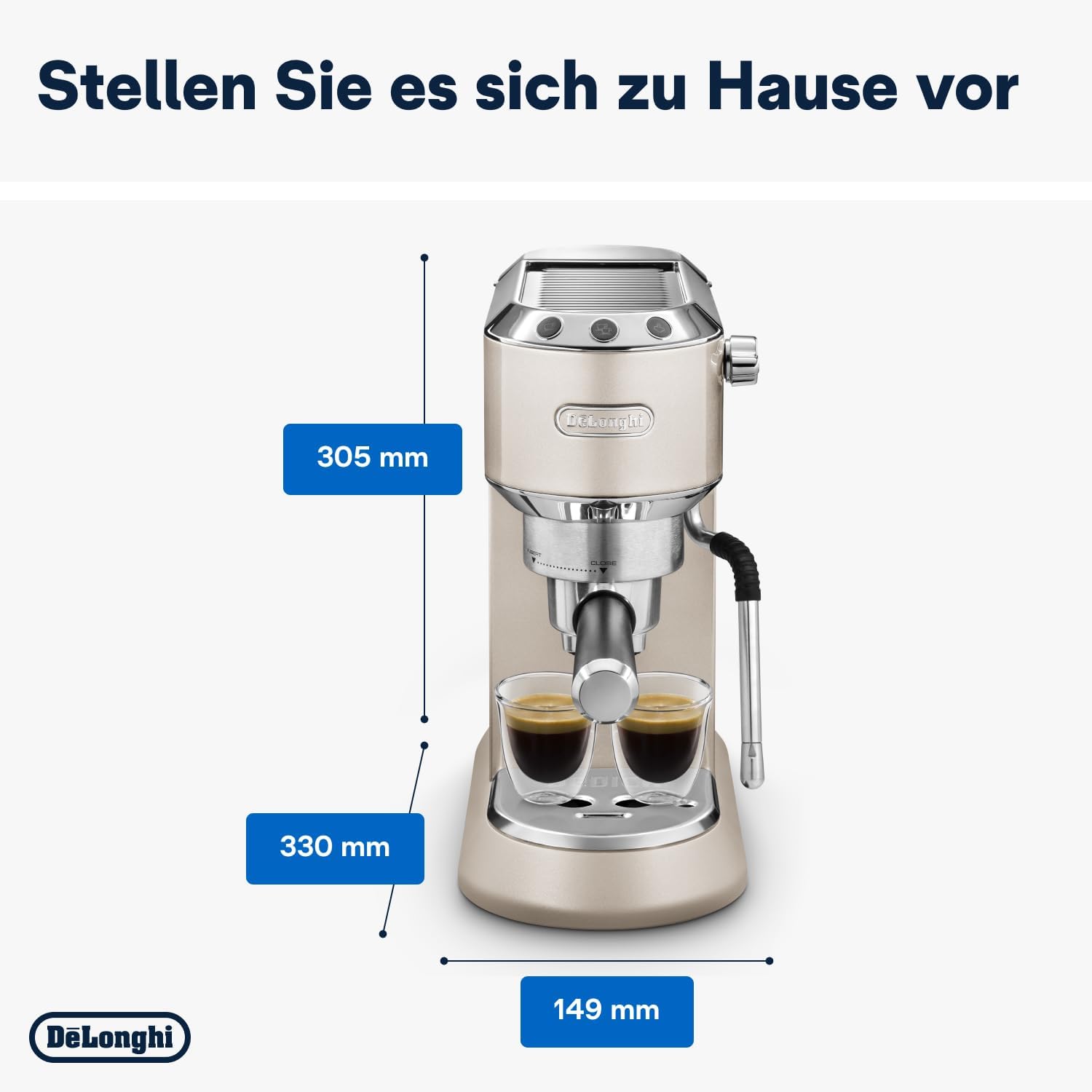 De'Longhi Dedica Arte EC 885.BG, Espresso Siebträgermaschine, Espressomaschine mit MyLatteArt Milchschaumdüse, kompaktes Design, 15 cm breit, 1 Liter Wassertank, E.S.E Pads geeignet, Beige