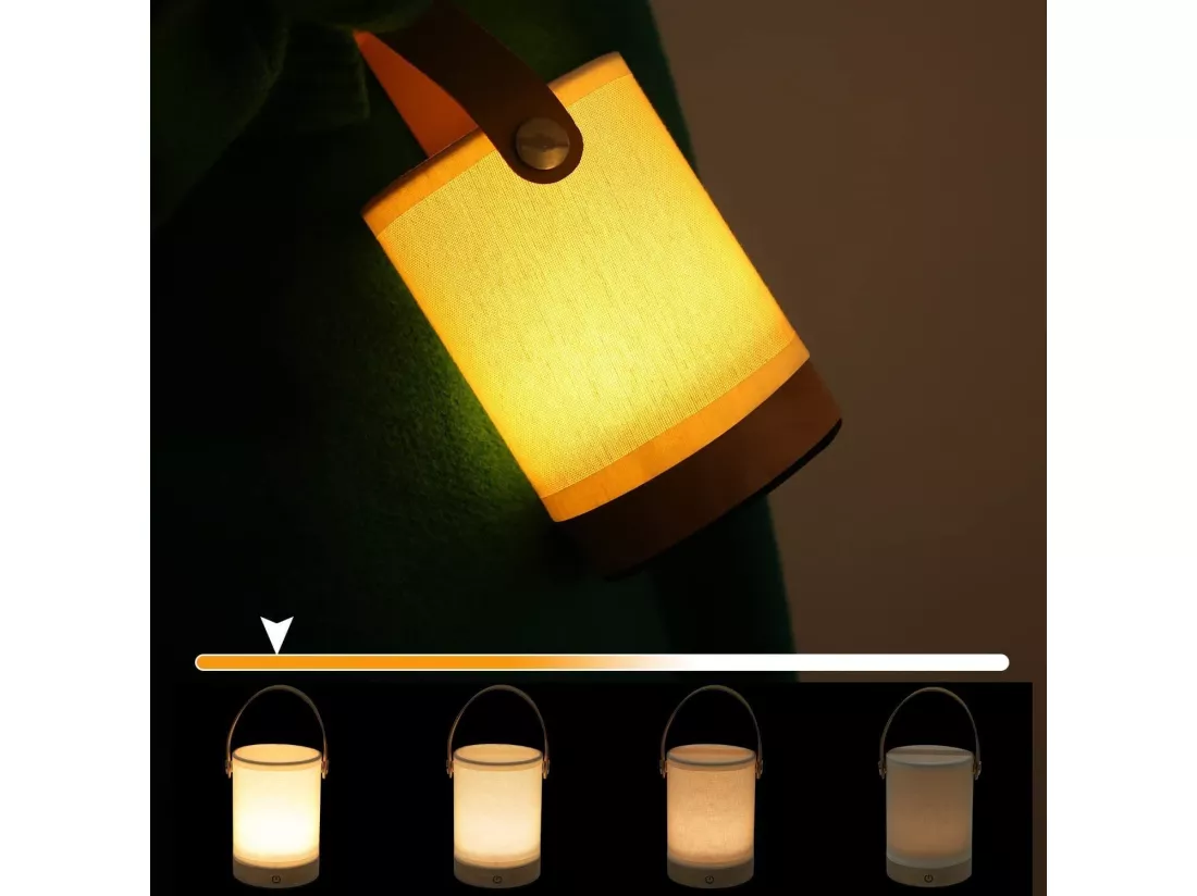 NETTLIFE Lampe de chevet Touch LED Lampe de table - Dimmable Cadeau avec USB Batterie rechargeable Moderne Lampe de chevet portable en tissu